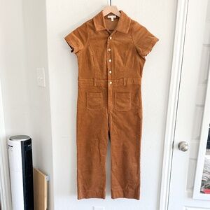 Chelsea & Violet Girls Short-Sleeve Corduroy Jumpsuit in Chestnut Brown size 16